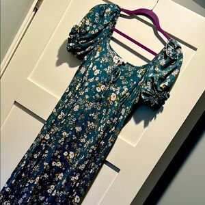 Patrons of Peace Teal Floral High Low Dress